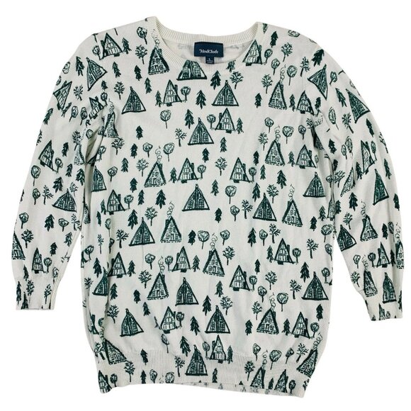Modcloth Log Cabin Holiday Christmas Sweater 3/4 Sleeves - Picture 1 of 8